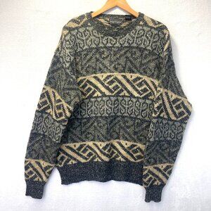 Vintage 90s Peter England Flecked Sweater Mens Large Gray Wool Blend Speckled‎